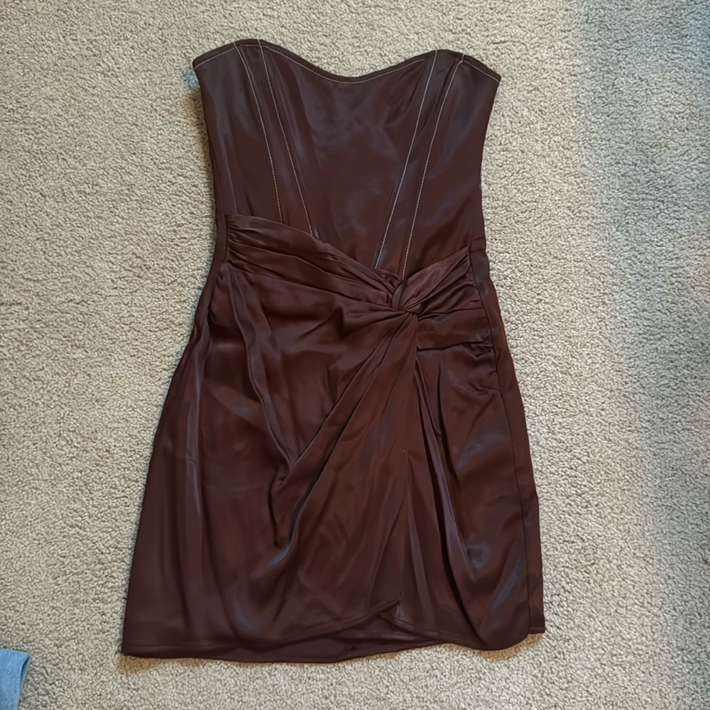 Zara brown strapless mini dress